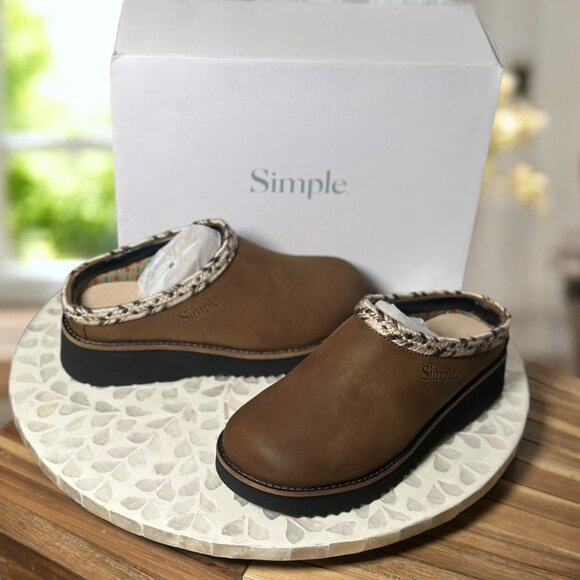Simple $149 Leather Clog Mules Women’s 6 Brown Platform Slip-On Boho Comfortcore - Picture 3 of 14